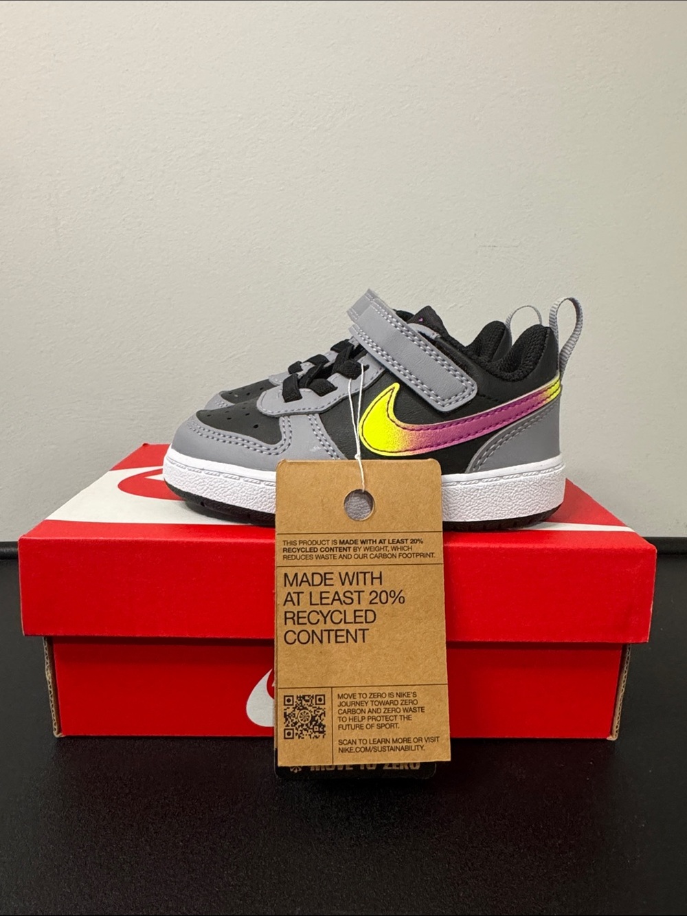 Nike Court Borough Low Recraft Black Vivid Purple Cement Grey 6C New NIB